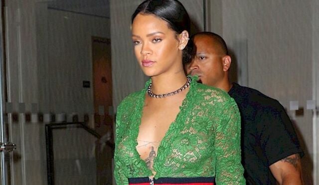Rihanna See Through in a Green Dress! free nude pictures