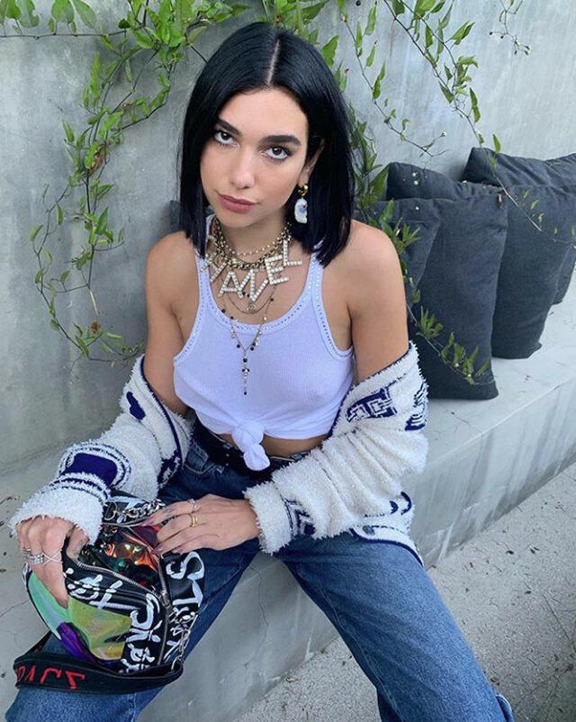 Dua Lipa Nipples in White Wifebeater Without a Bra free nude pictures