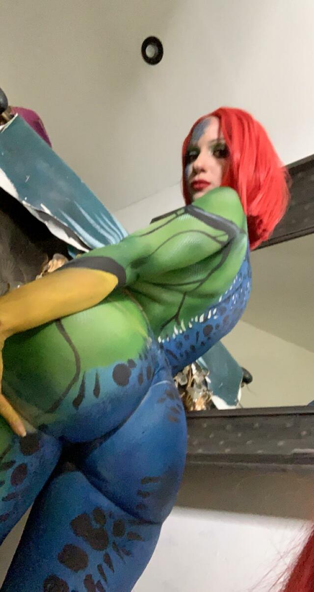 Body paint cosplay! As Mystique turning into Phoenix! free nude pictures