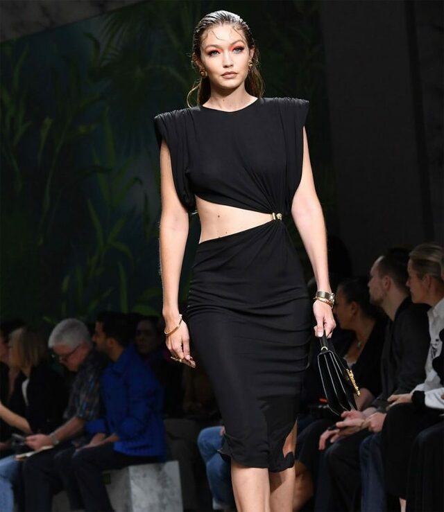 Gigi Hadid Braless in All Black Dress on the Catwalk free nude pictures