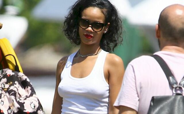 Rihanna in a White Tank Top + Wet See Through Shot! free nude pictures