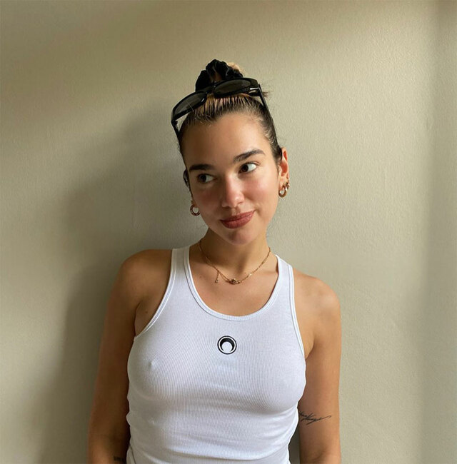 Dua Lipa Braless in a White Wifebeater free nude pictures