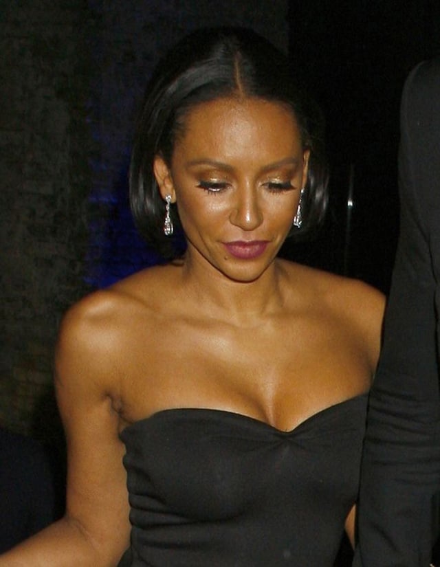 Melanie Brown Braless in Slightly See Through LBD free nude pictures