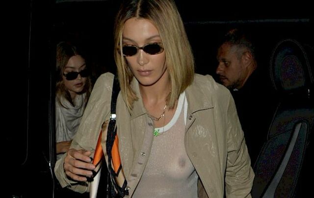 Bella Hadid in a See Through Top! free nude pictures