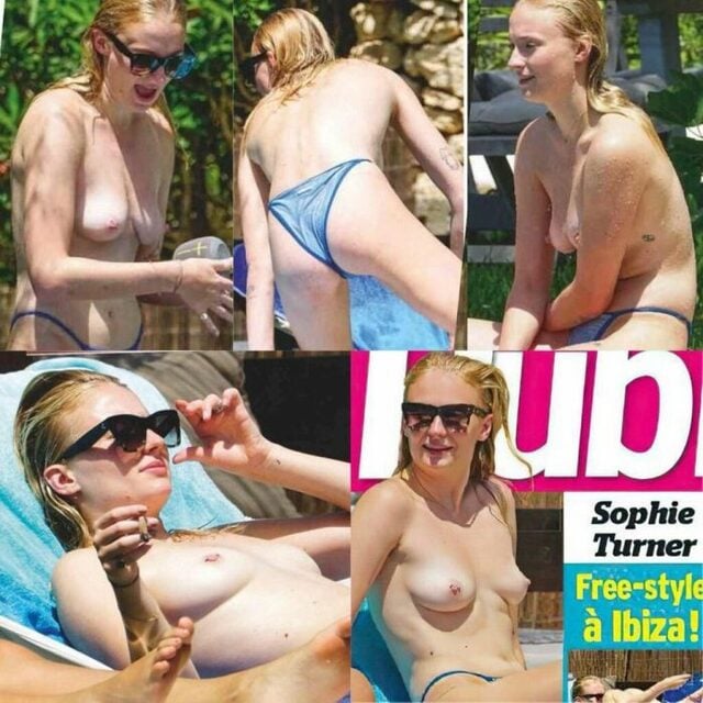 Sophie Turner Topless Sunbathing Poolside free nude pictures