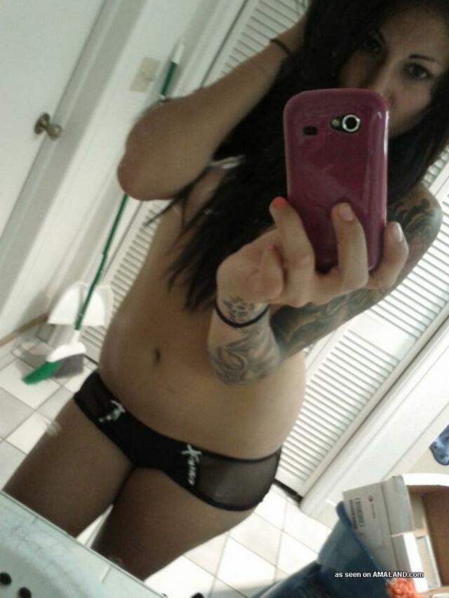 Inked Scene Babe Taking Topless Self Pics free nude pictures