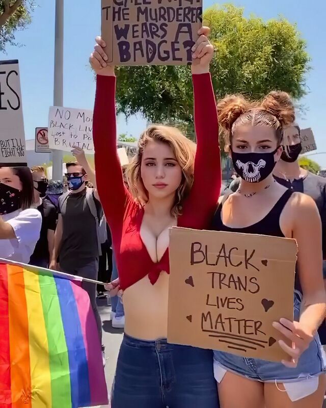 Caylee Cowan Showing Cleavage at the Protest! free nude pictures
