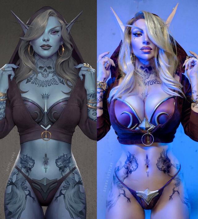 World Of Warcraft Cosplay Porn - Tattooed Sylvanas cosplay [World of Warcraft] (AzuraCosplay) @ Babe Stare