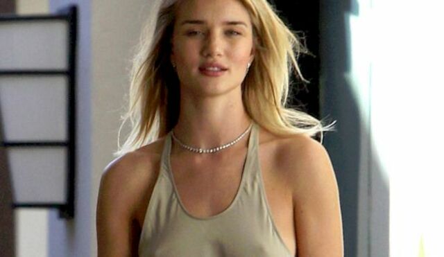 Rosie Huntington-Whiteley Braless in a Dress! free nude pictures