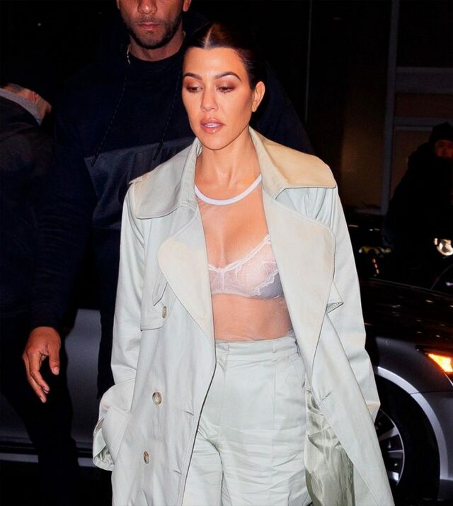 Kourtney Kardashian See Through White Lace Bra with Kim free nude pictures